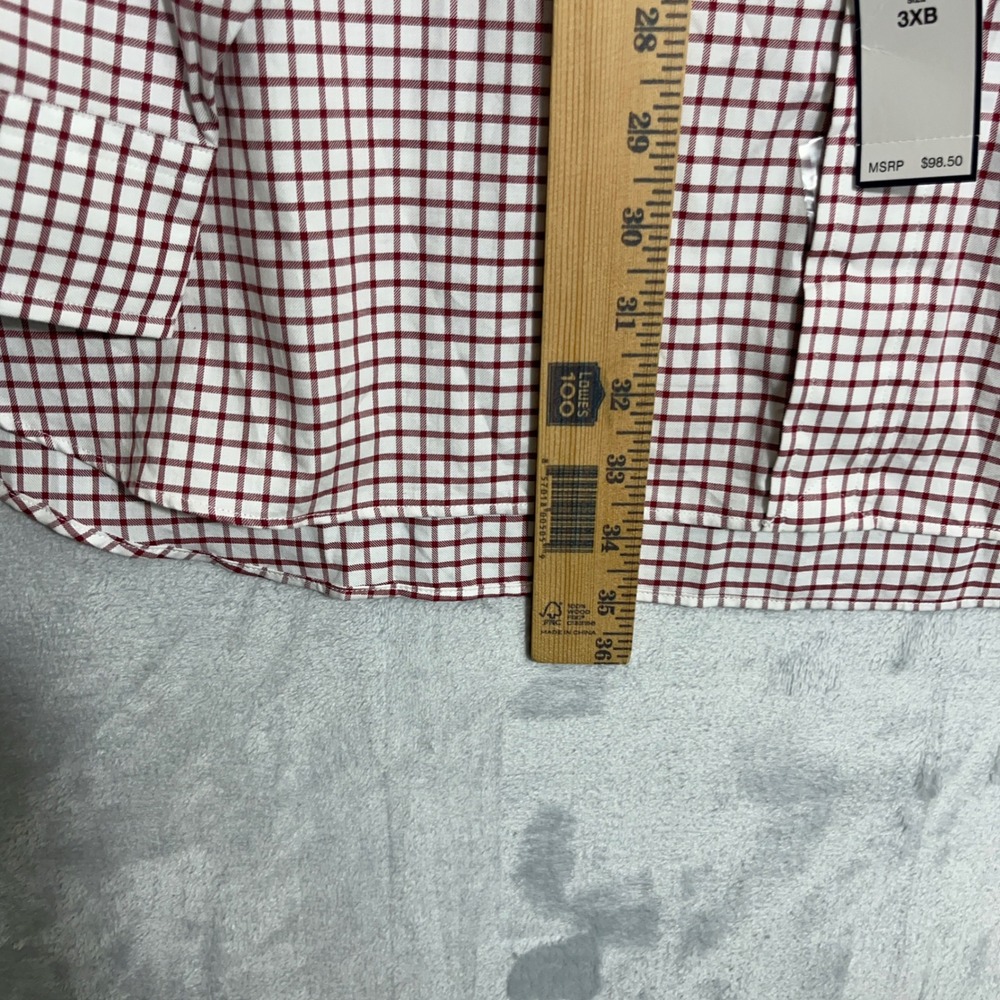 Ralph Lauren Mens Shirt 3XB Red Check Big & Tall Cotton Long Sleeve Pony Logo - Picture 5 of 10